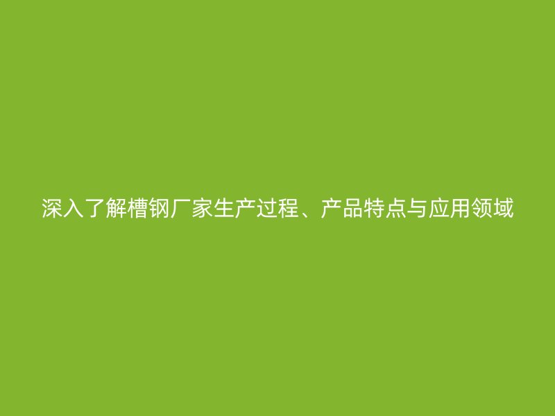 深入了解槽鋼廠家生產過程、產品特點與應用領域